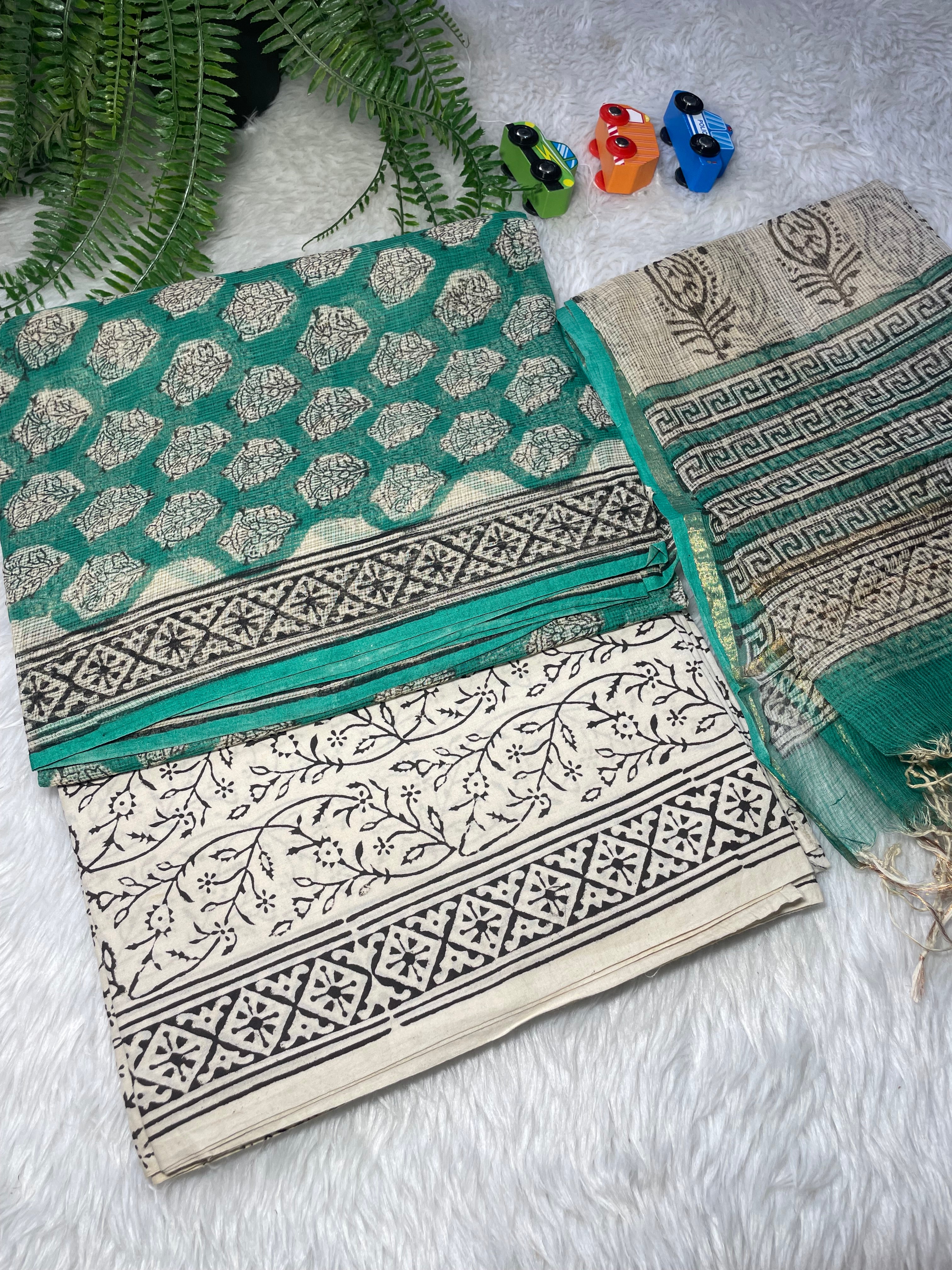 Jaipur Pure kota Unstitched suit - Green