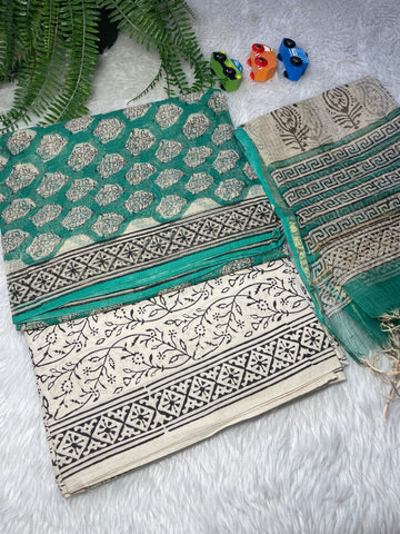 Jaipur Pure kota Unstitched suit - Green