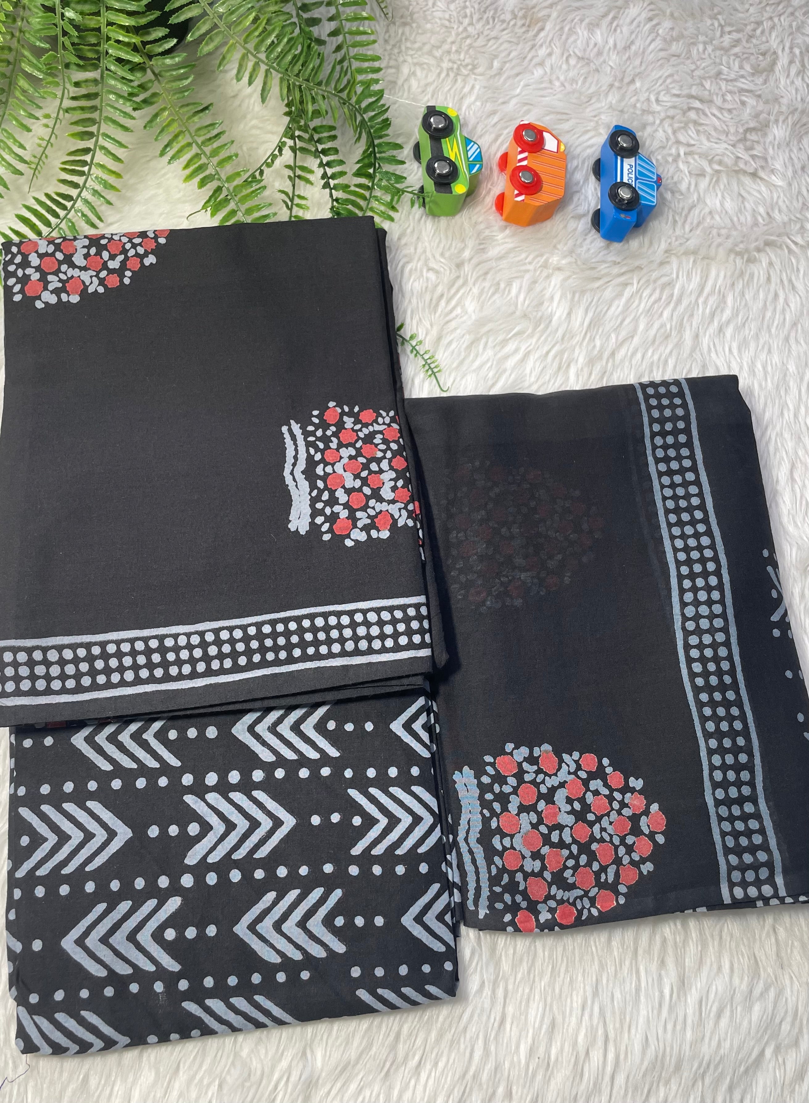 Jaipur pure cotton Unstitched suits - Black