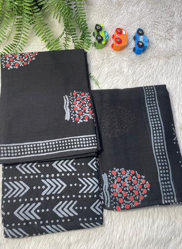 Jaipur pure cotton Unstitched suits - Black