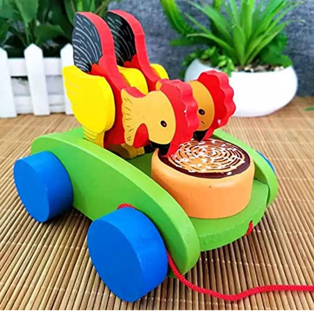 Pull Along hen Eating Grains Toy