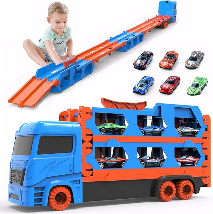 12 in 1 Race Track and Die-Cast Truck (with 2 cars)