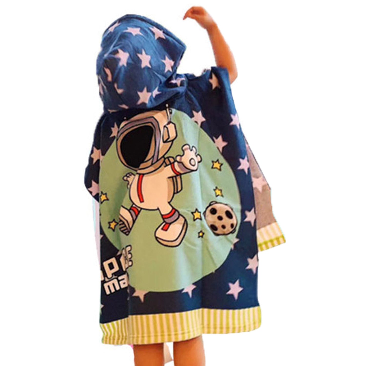 Soft Absorbing Cartoon Hooded Bath Towels Baby Print Cap (24×24inches) - Astronaut