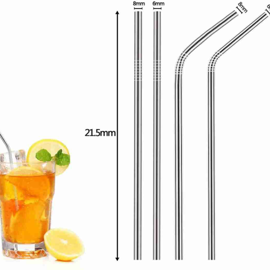 Steel straw with brush