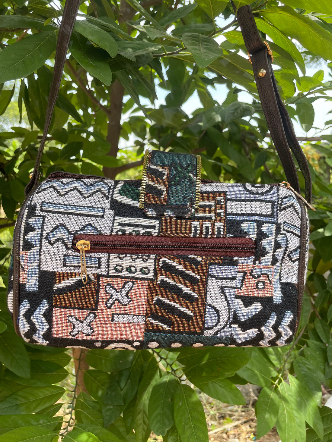 Jacquard Sling Bags for Women - Green