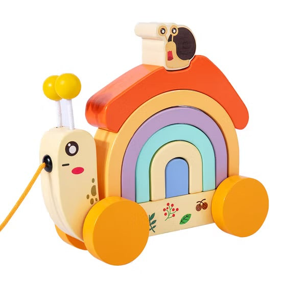Wooden snail rainbow stacker