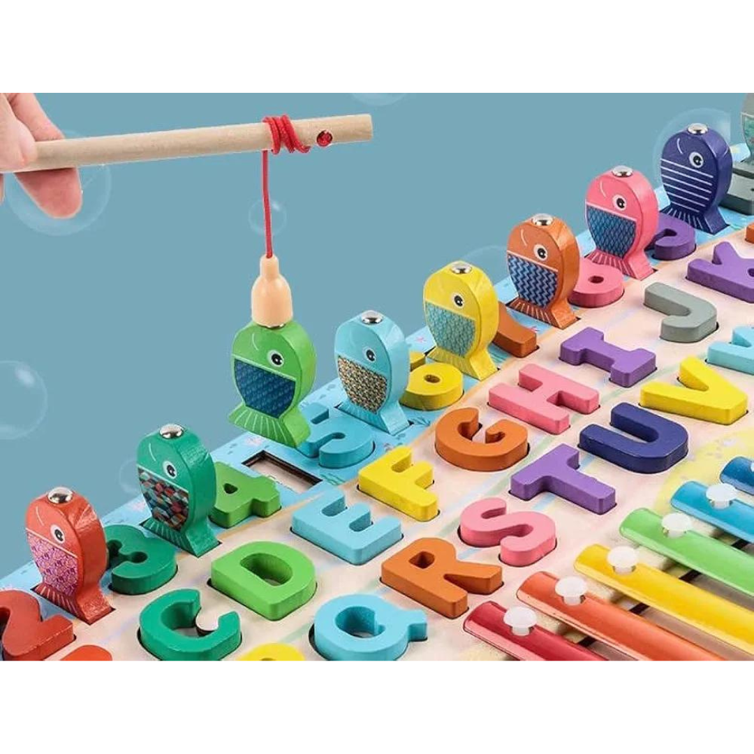 Alphanumeric with xylophone log board