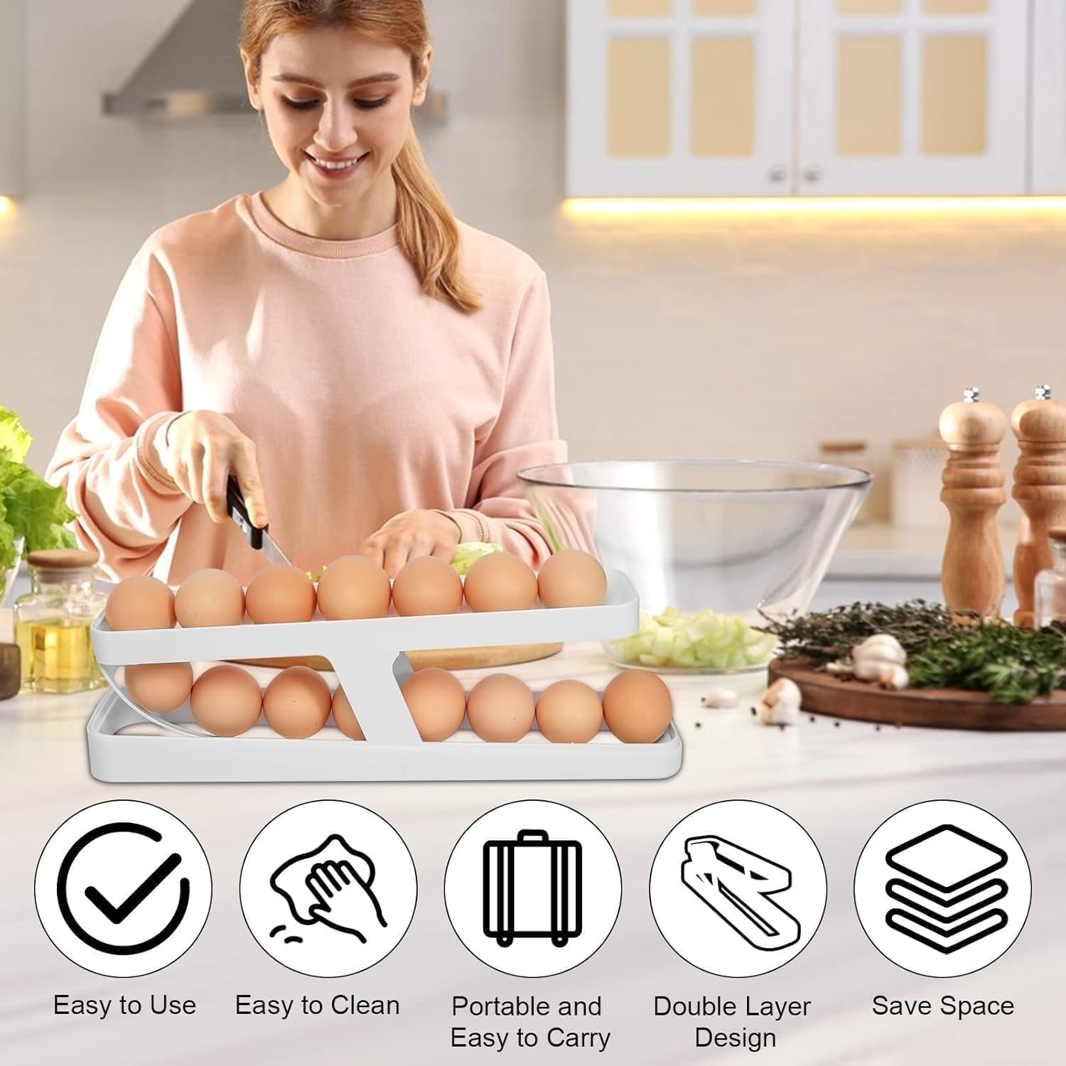 2-Tier Rolling Egg Dispenser
