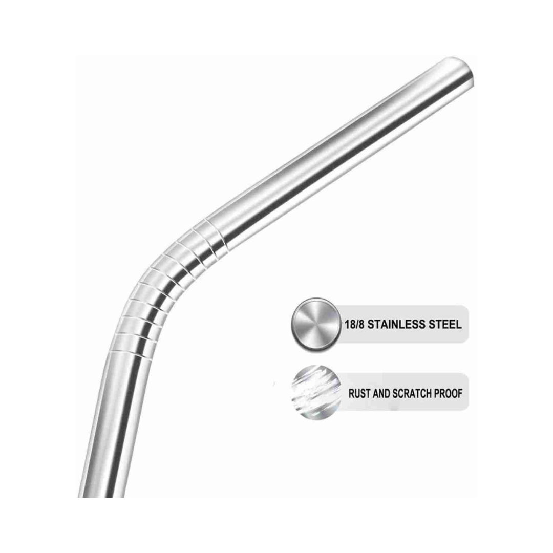 Steel straw with brush