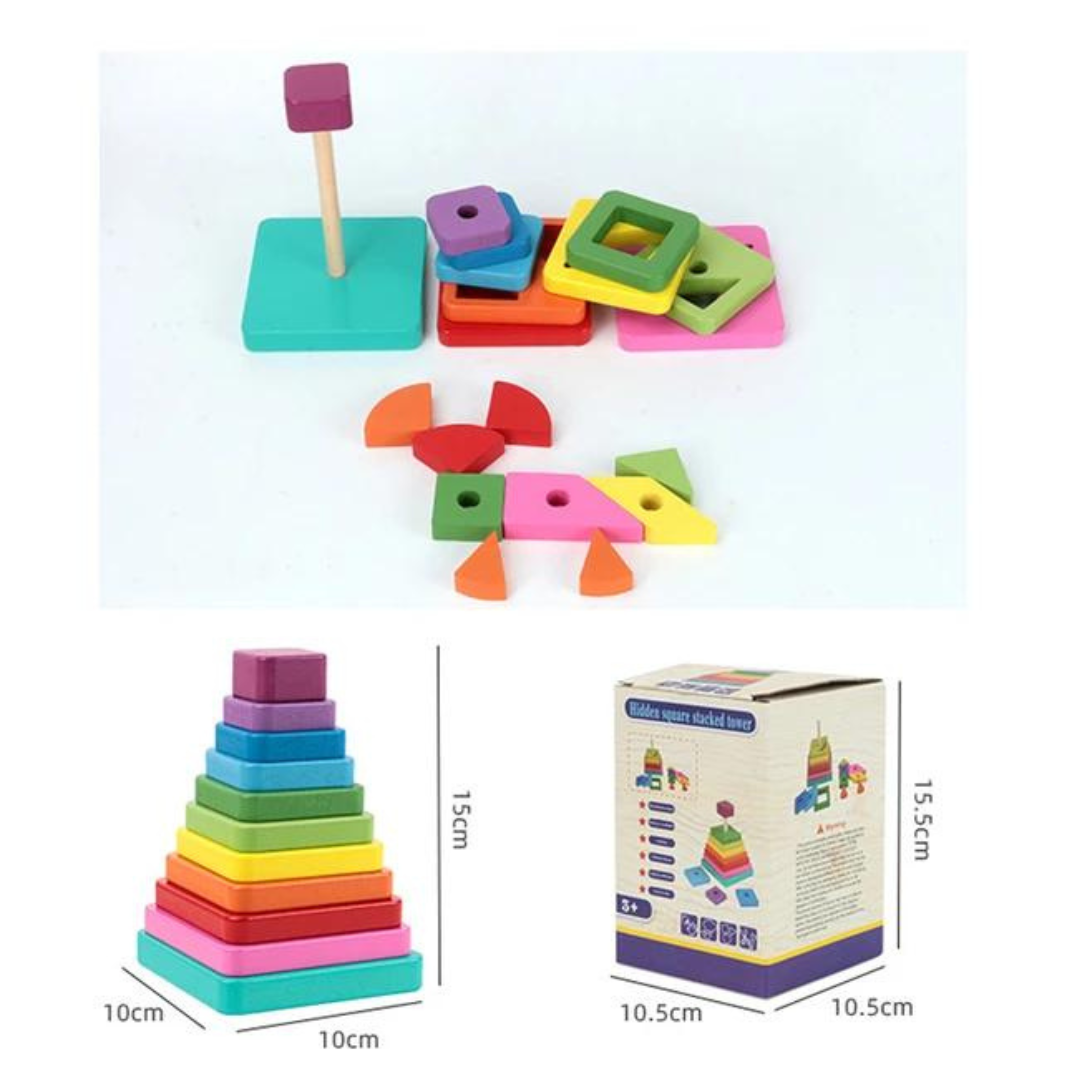 Hidden square stacker