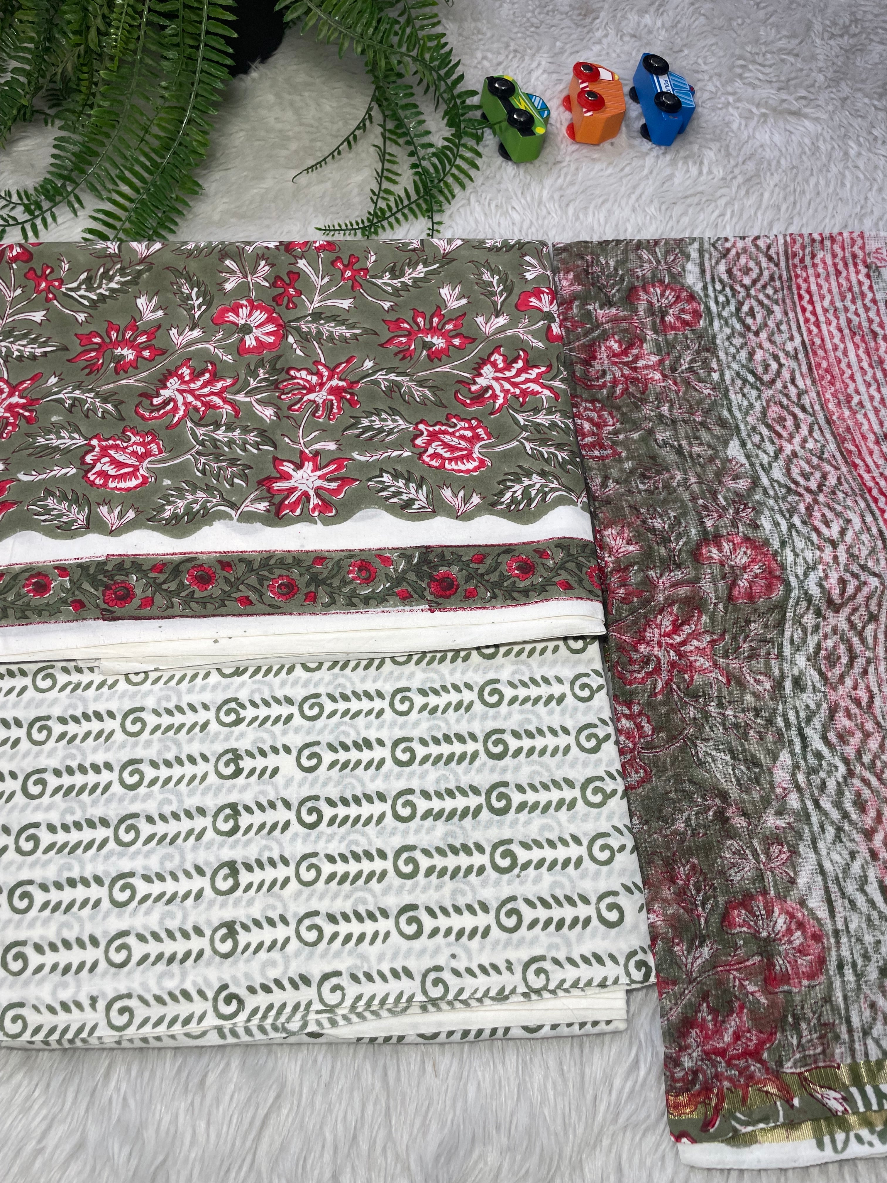 Jaipur cotton with kota duppatta Unstitched suit