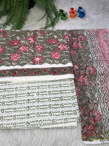 Jaipur cotton with kota duppatta Unstitched suit