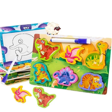 2 in 1 Chunky 2 pc puzzle with writing board pen