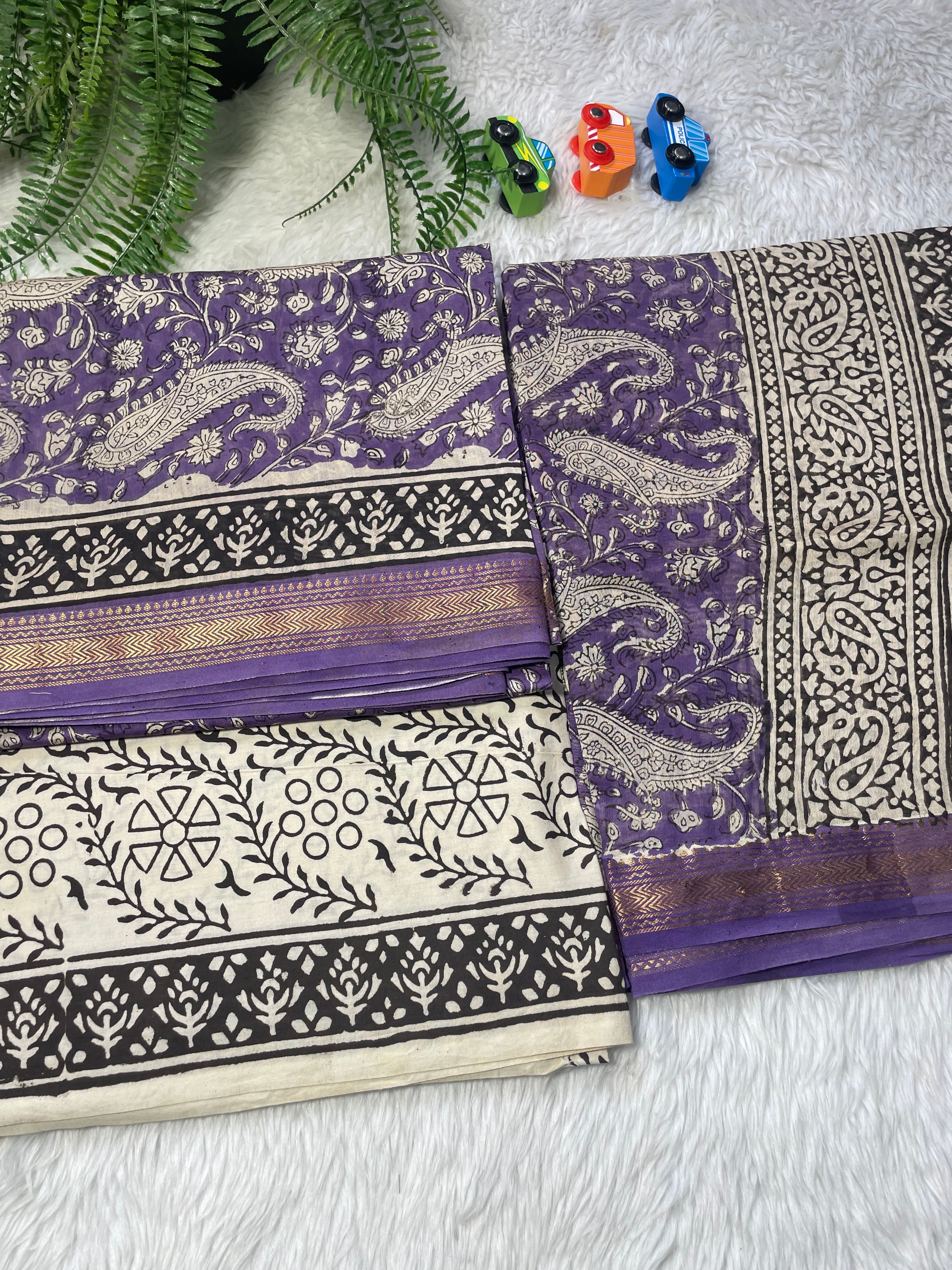 Jaipur Pure maheshwari silk Unstitched suit - purple