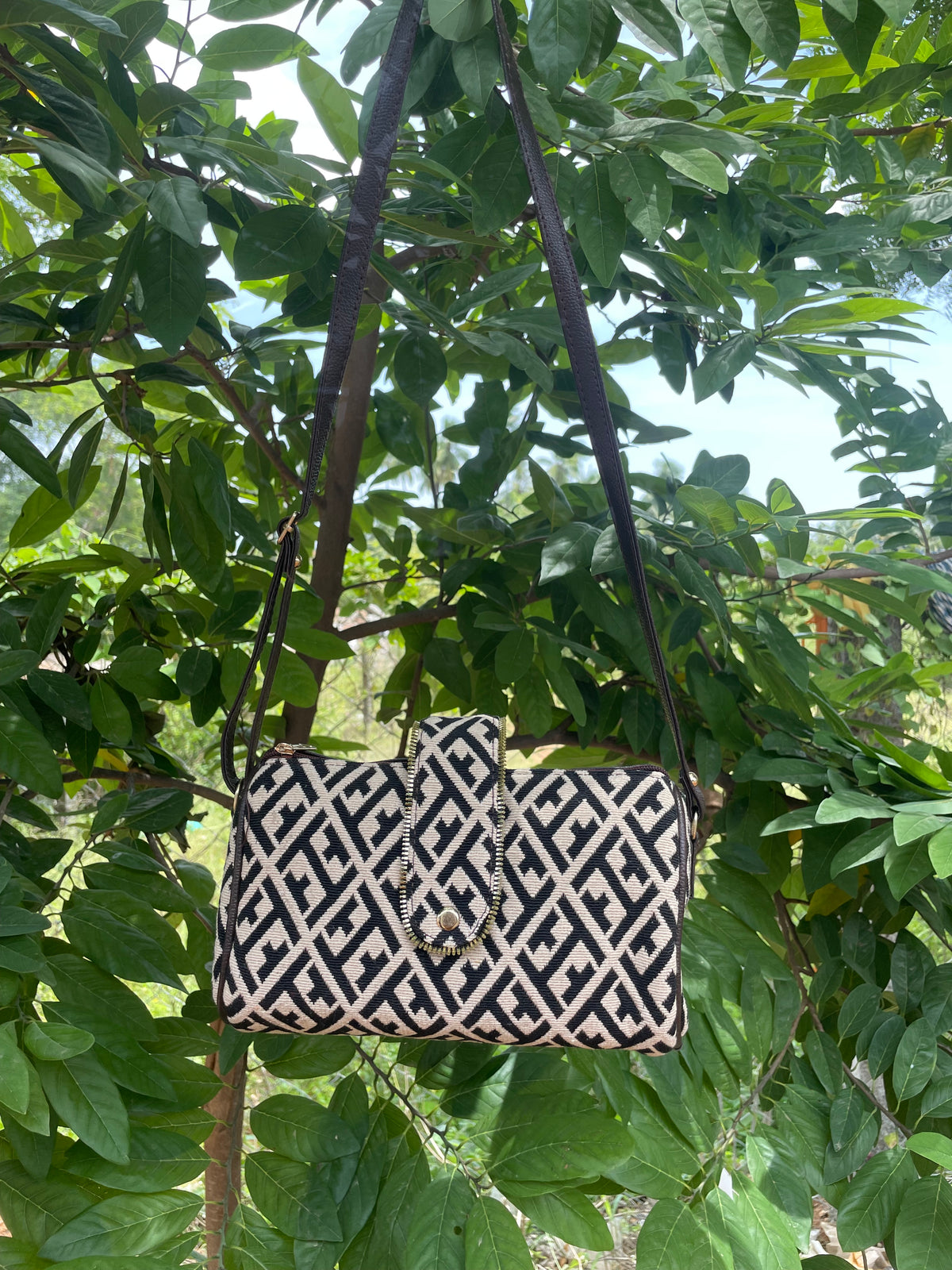 Jacquard Sling Bags for Women-geometry pattern