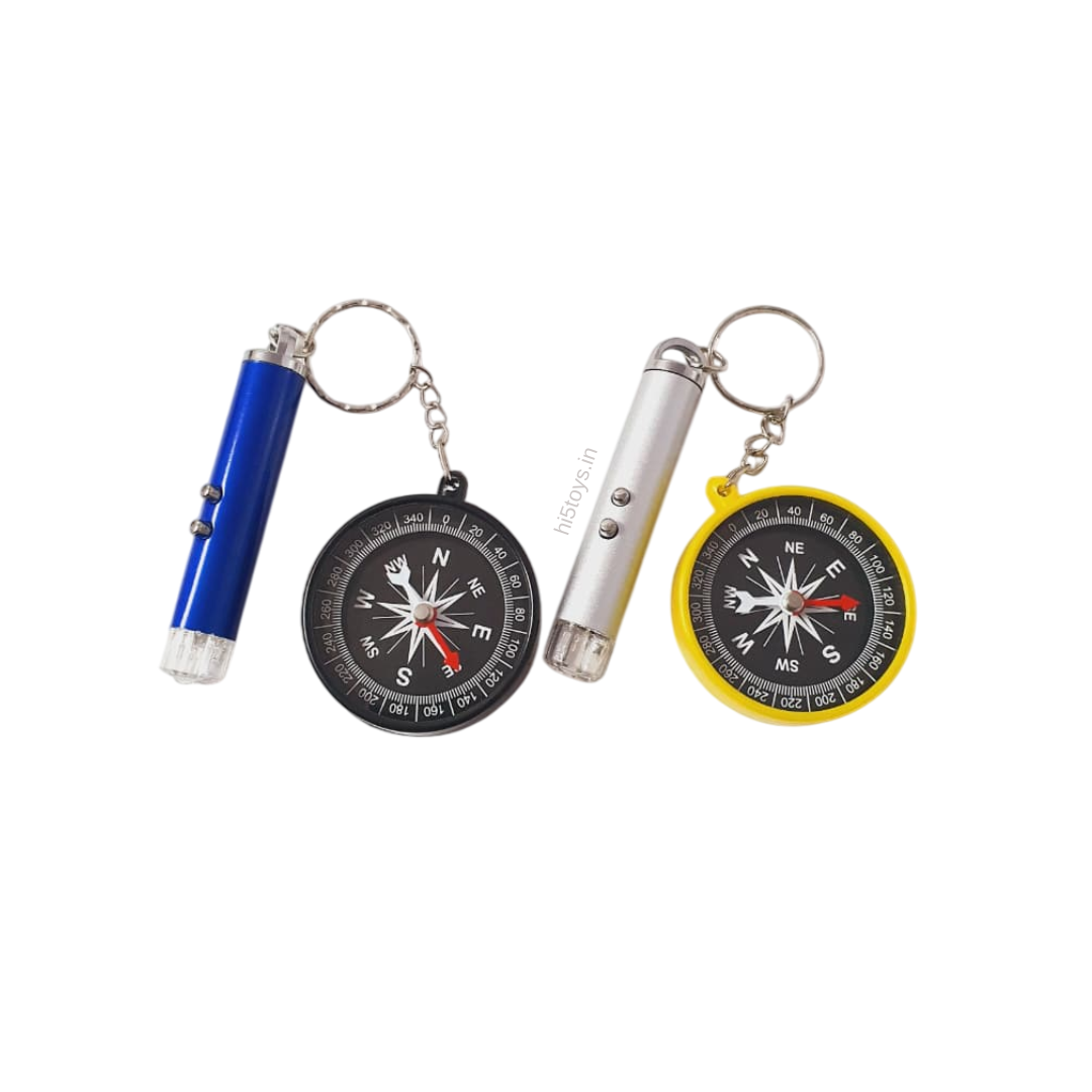 Mini Compass Keyring with Laser Light (1pc)
