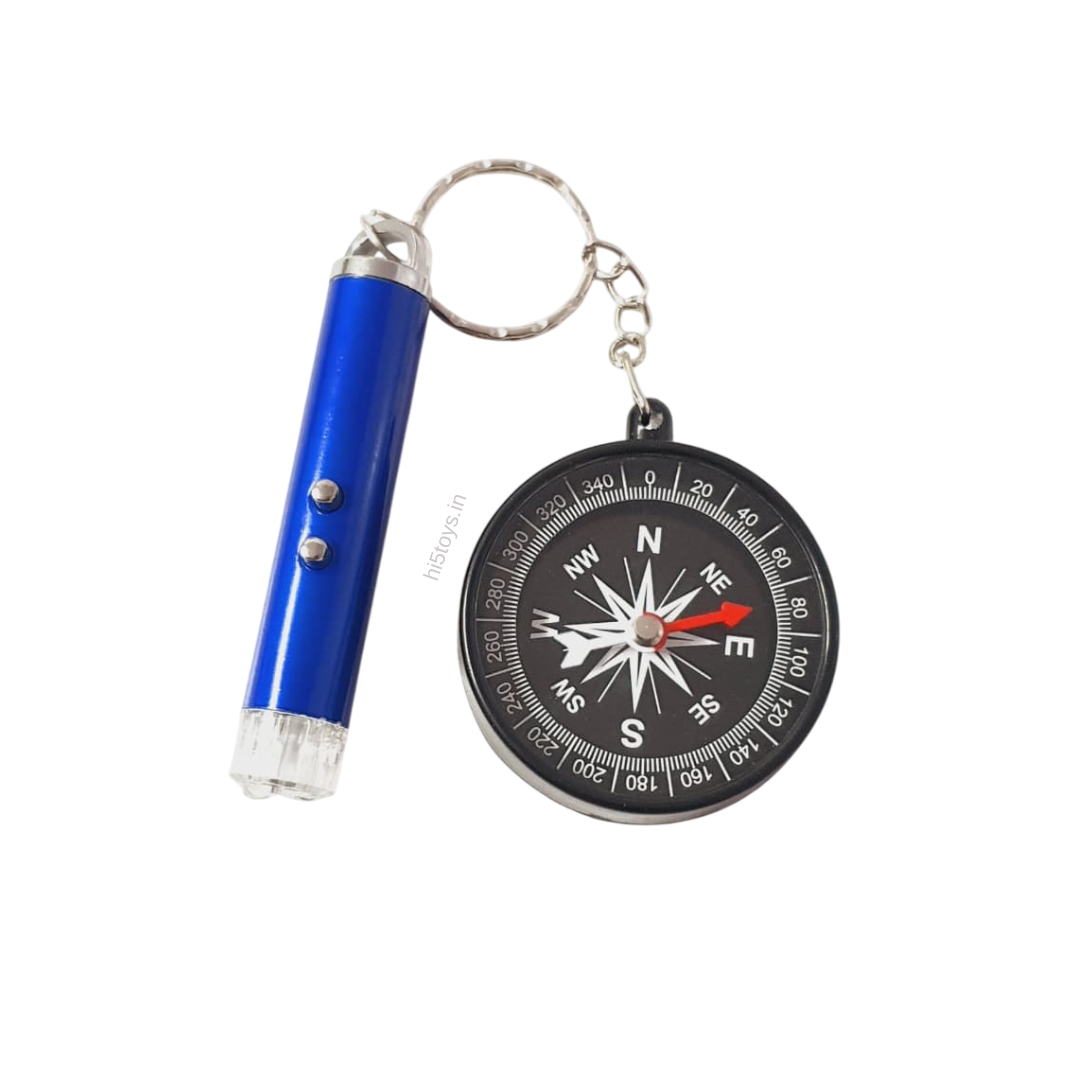 Mini Compass Keyring with Laser Light (1pc)