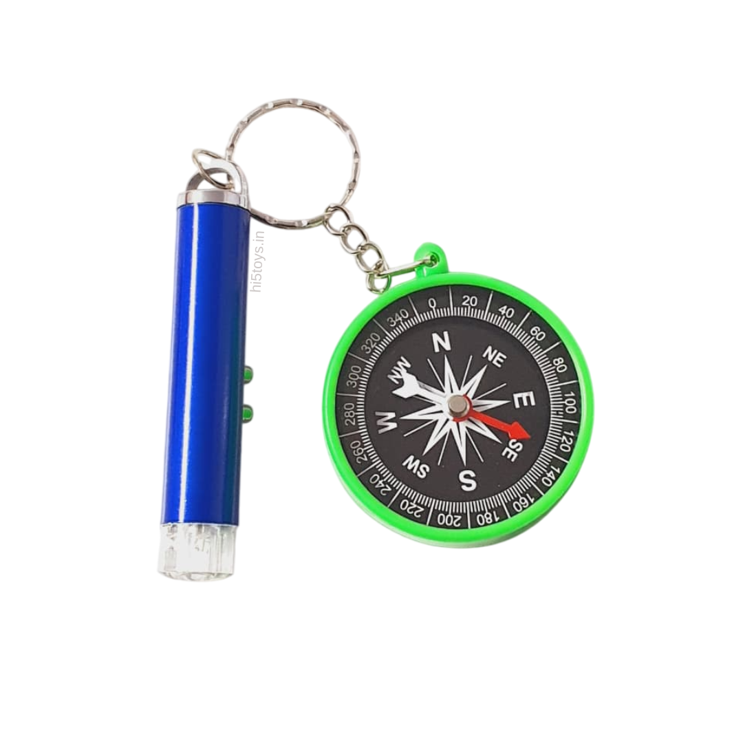 Mini Compass Keyring with Laser Light (1pc)