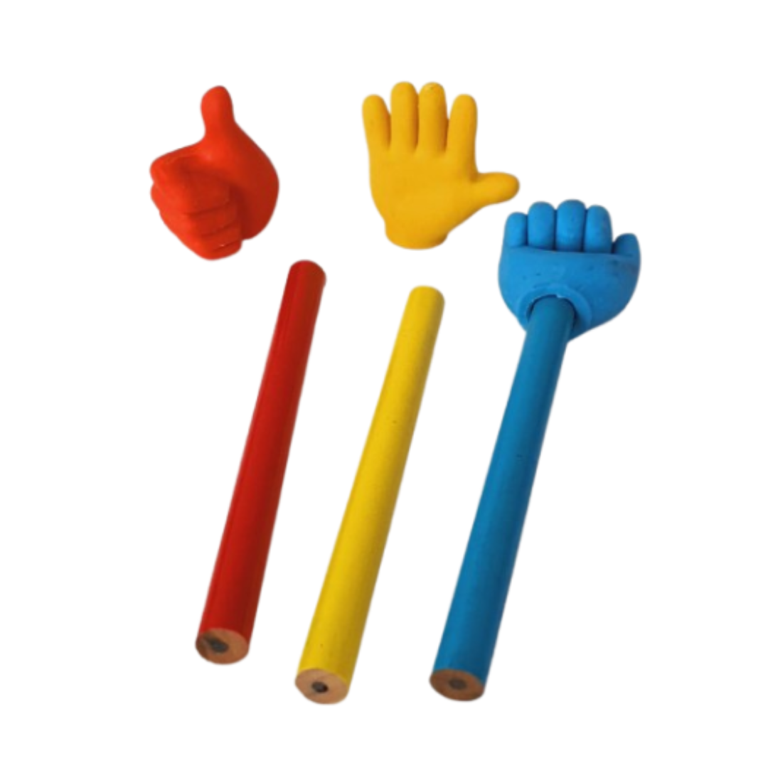 2 in 1 Hand Shaped Eraser with Pencil (3pcs)