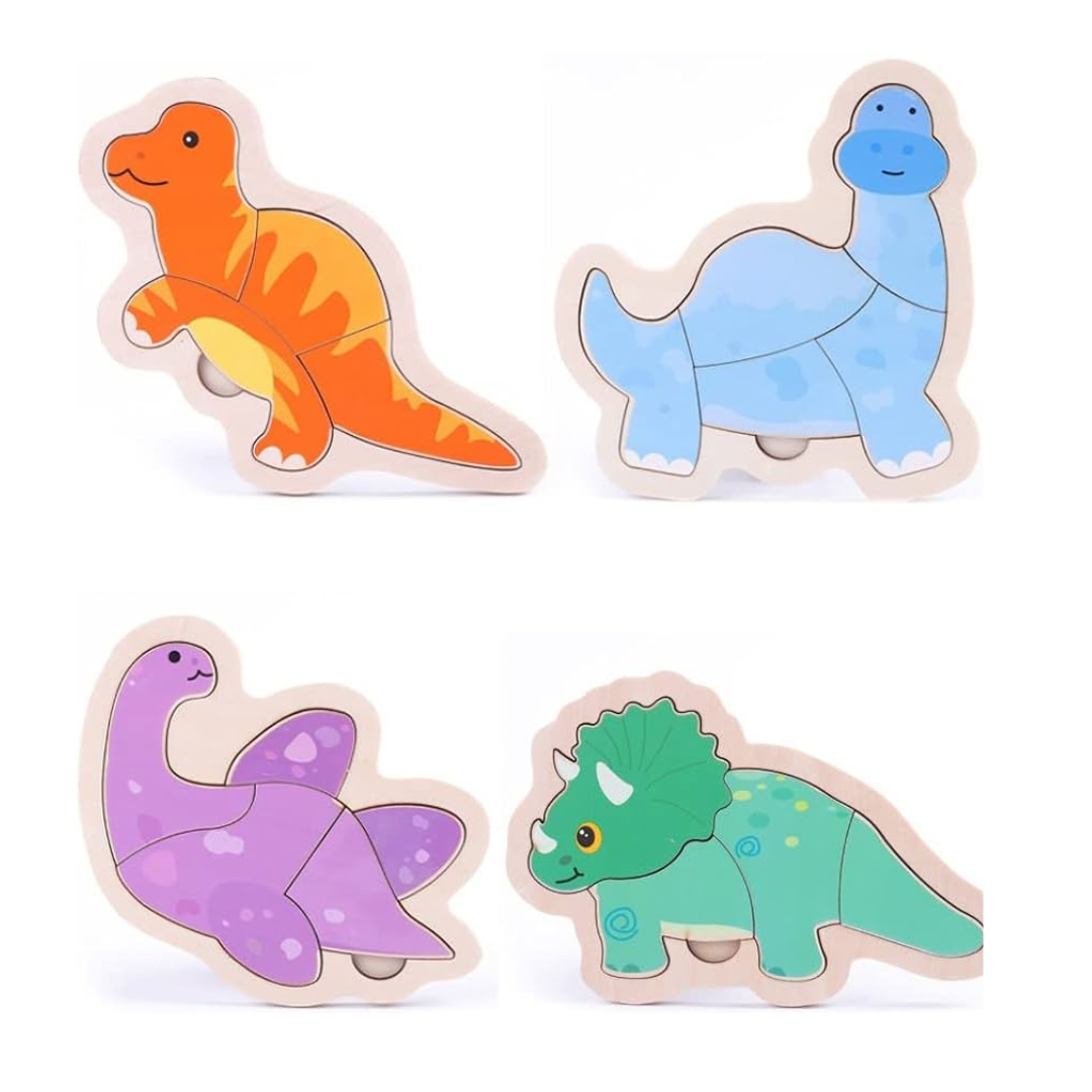 Set of 2 wooden chunky puzzles with base