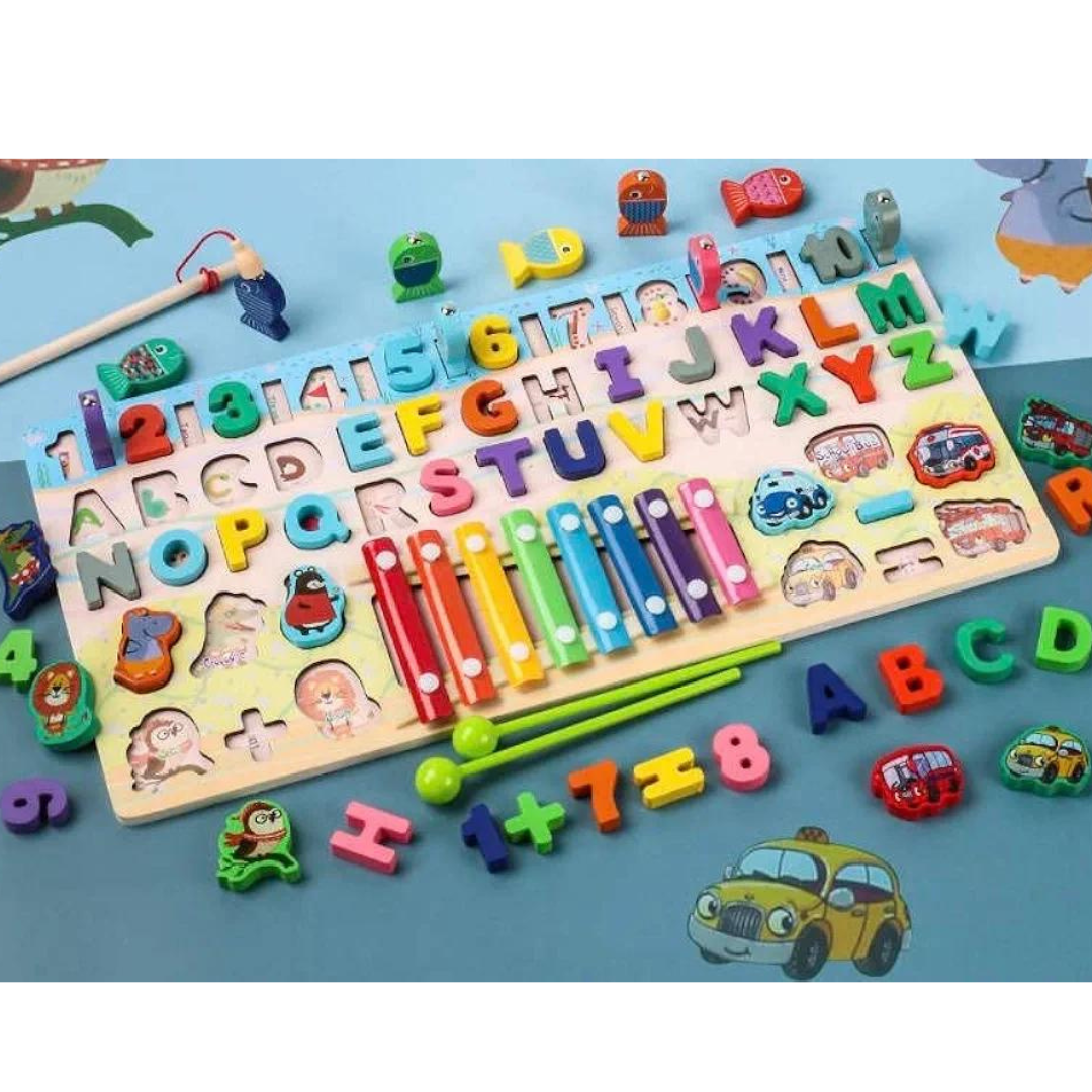 Alphanumeric with xylophone log board