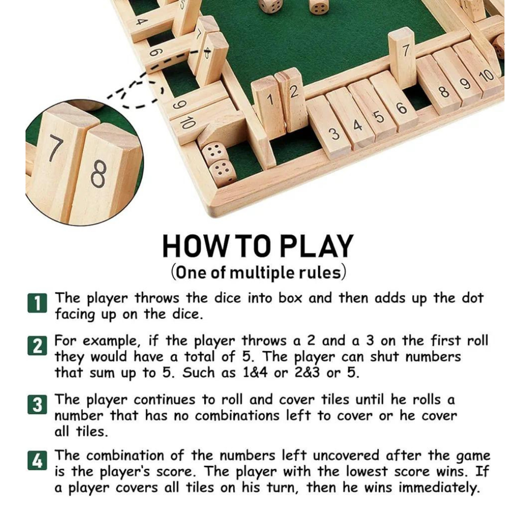 Family multiplayer shut the box game
