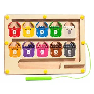Wooden Magnetic Bead Maze & Color Sorting