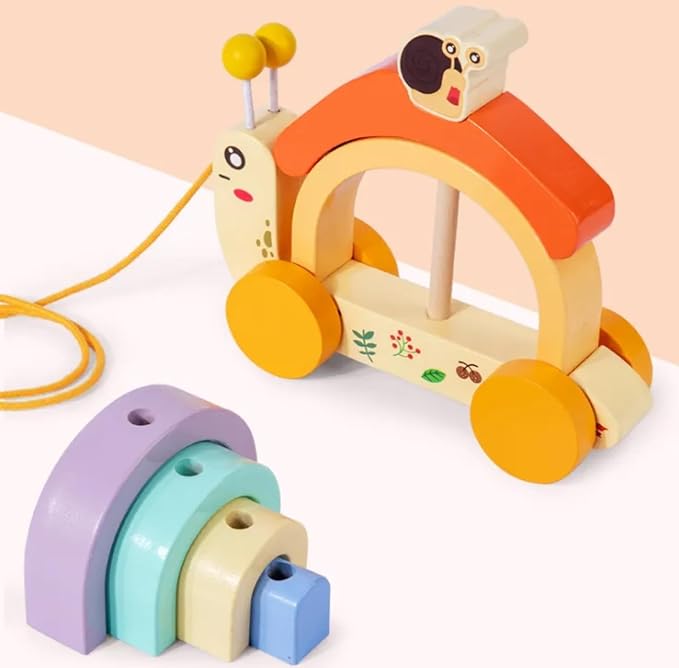 Wooden snail rainbow stacker