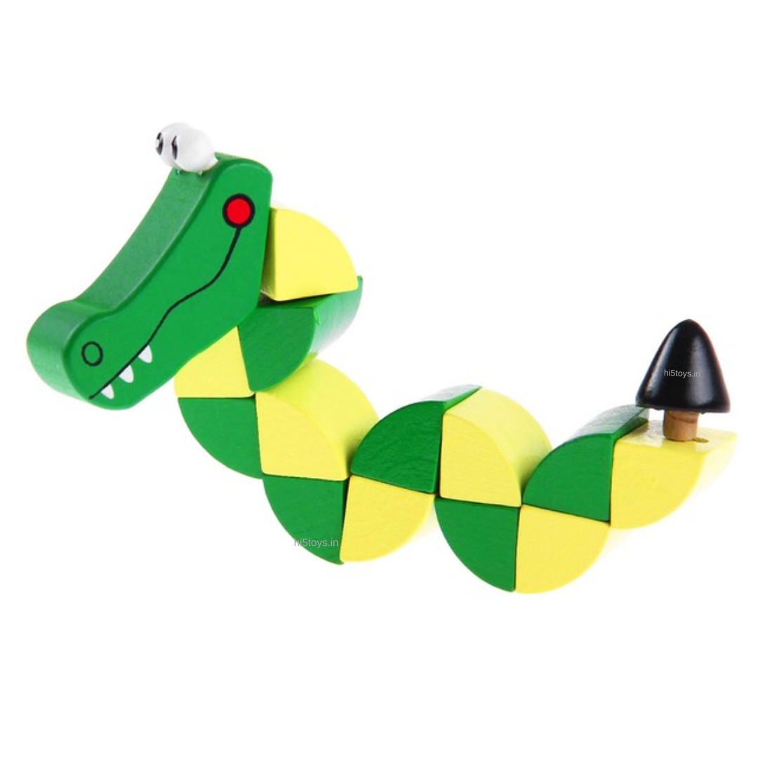 Wooden Flexible Crocodile Toy (1pc)