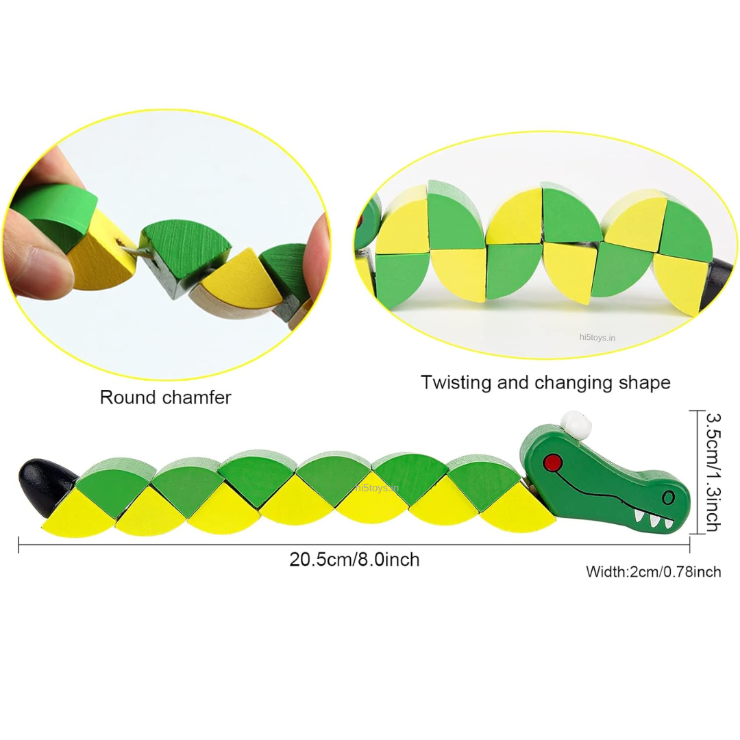Wooden Flexible Crocodile Toy (1pc)