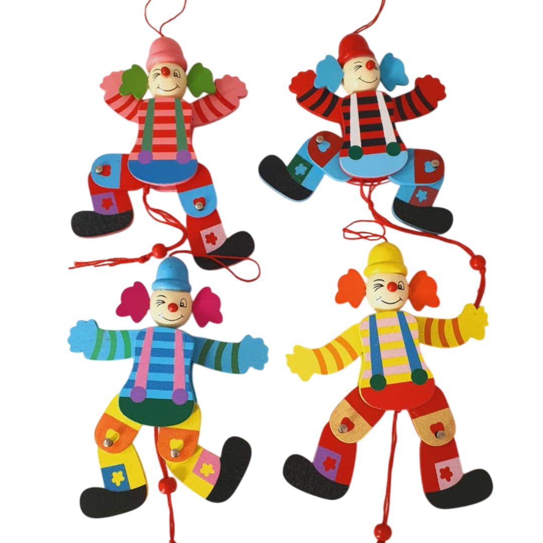 Wooden Clown Dancing Doll (1pc)