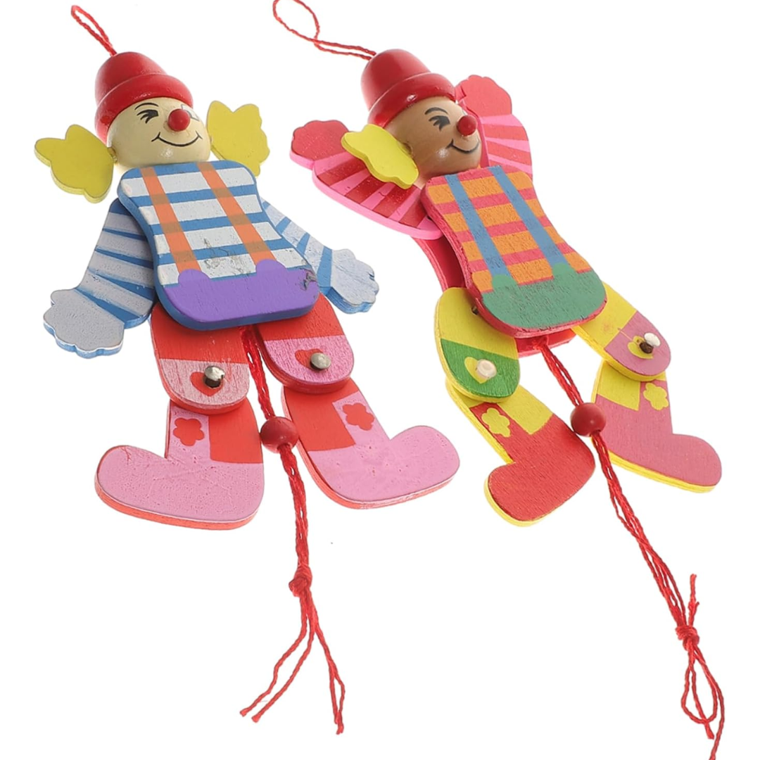 Wooden Clown Dancing Doll (1pc)