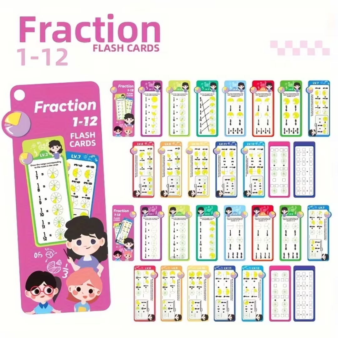 Fraction 1-12 Table Math Flash Cards