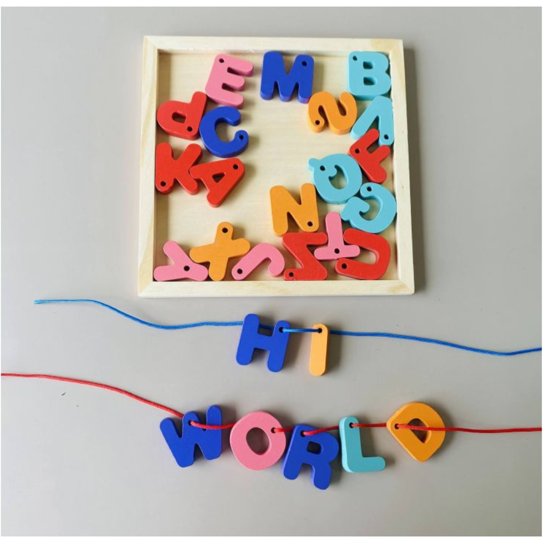 Wooden Letters Lacing Tray