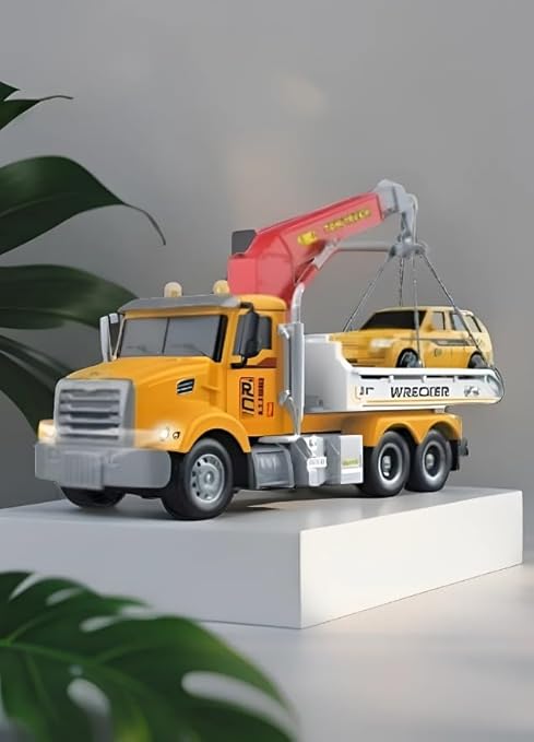 RC Tow Truck Toy with Flatbed Crane