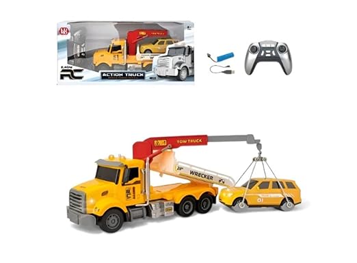 RC Tow Truck Toy with Flatbed Crane