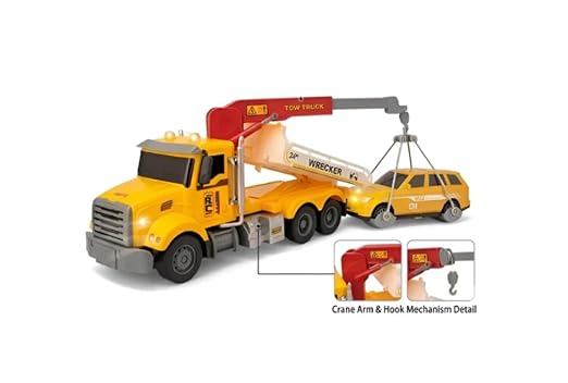 RC Tow Truck Toy with Flatbed Crane