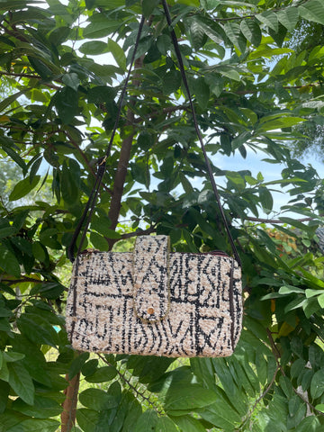 Jacquard Sling Bags for Women-black and beige