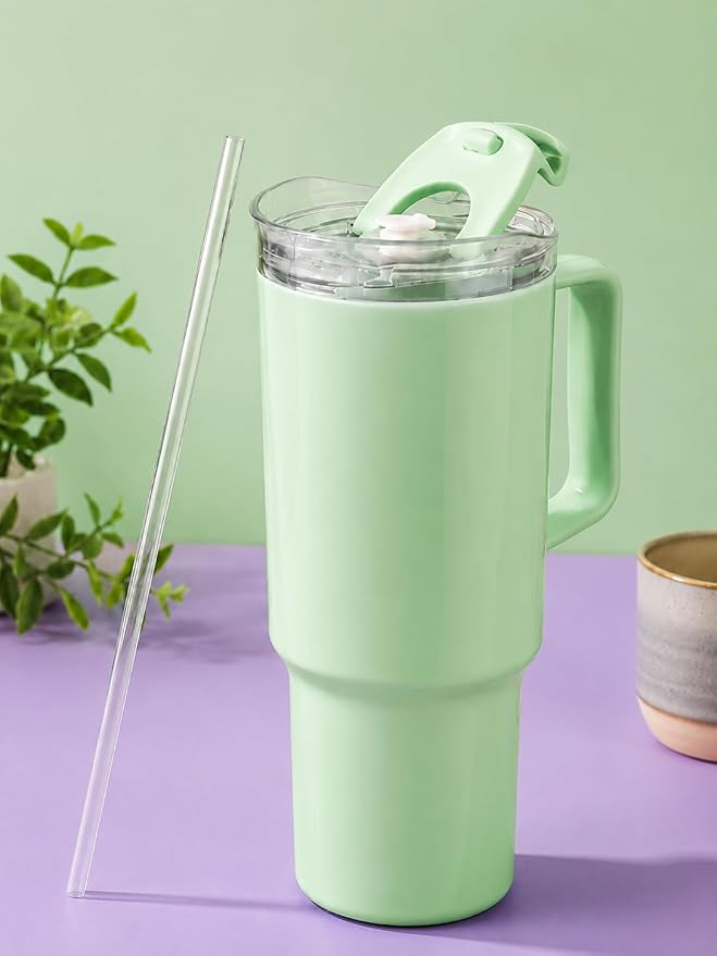 BPA Free Plastic Tumbler with Handle & Straw