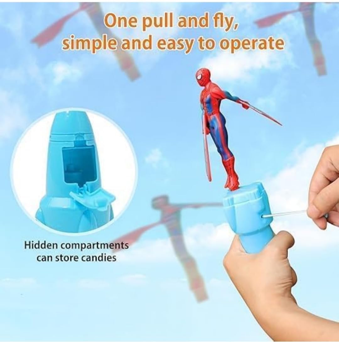 Flying Superhero Pull String Launcher
