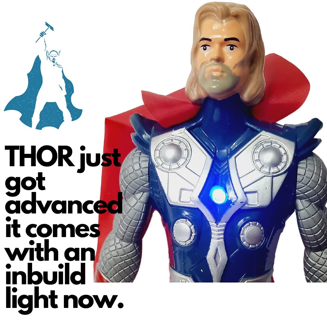 Thor 8 inch Storm Breaker Marvel Avengers Action Figure Toy Set 20 cm for Kids with Thor Hammer & LED Light
