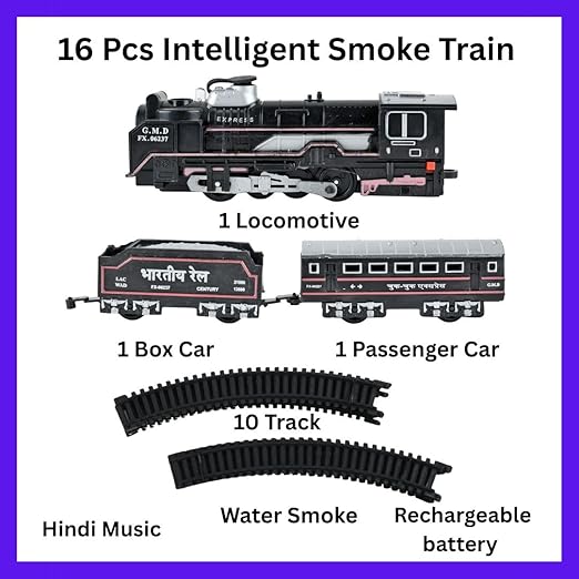Smoke Train Toy Set With Sound, Light and Smoke