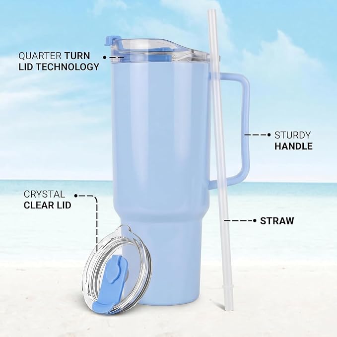 BPA Free Plastic Tumbler with Handle & Straw
