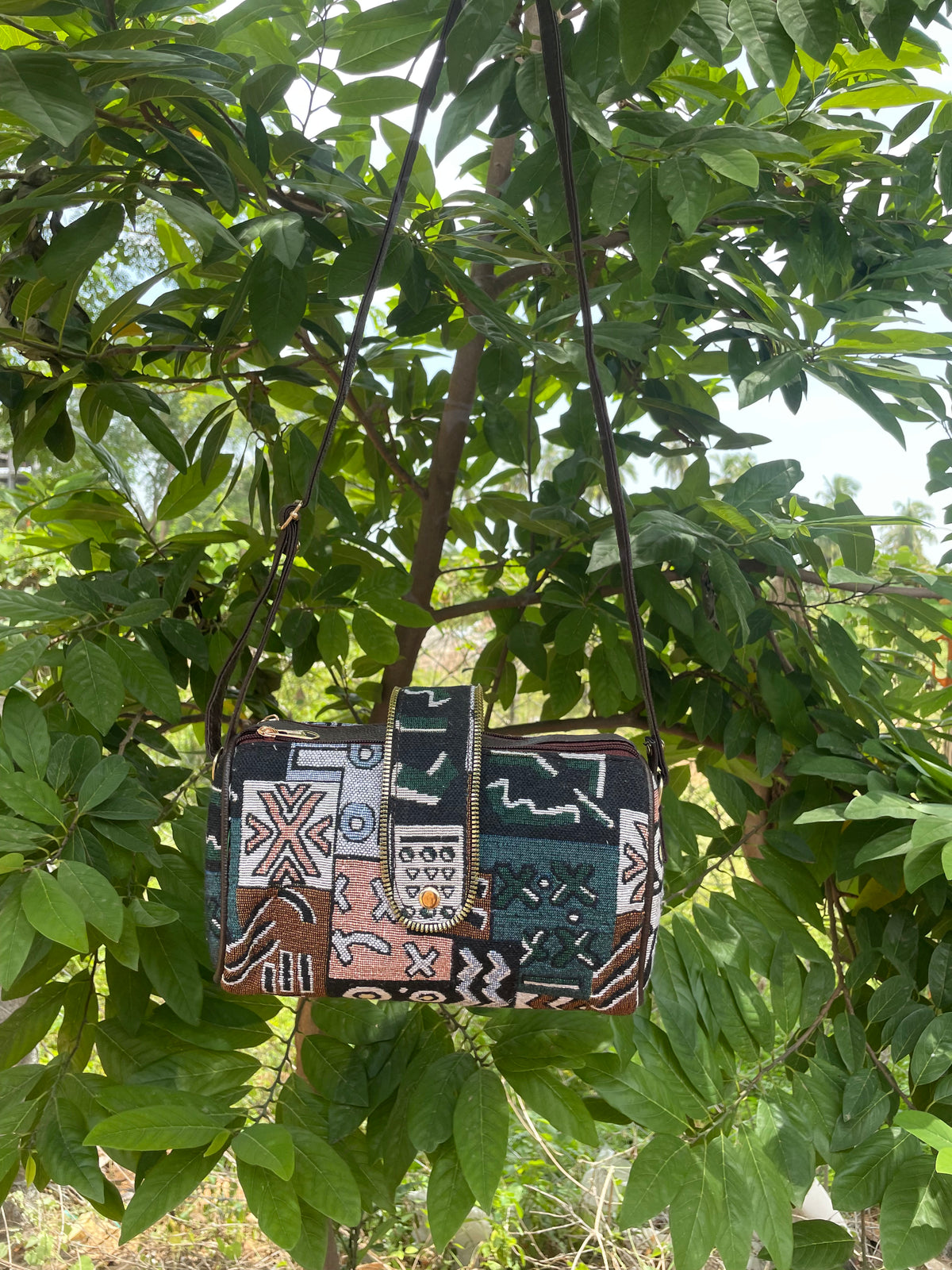 Jacquard Sling Bags for Women - Green