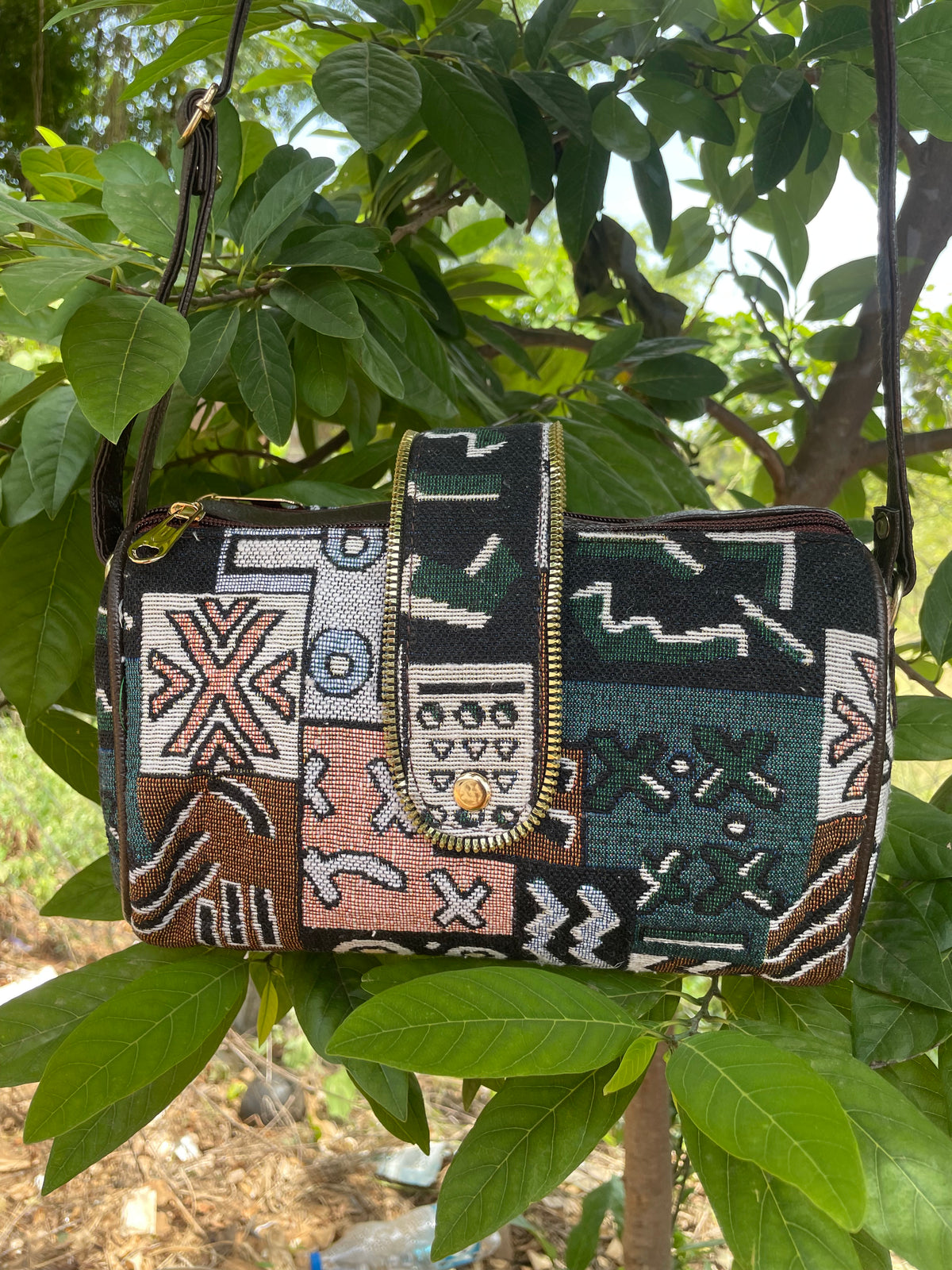 Jacquard Sling Bags for Women - Green