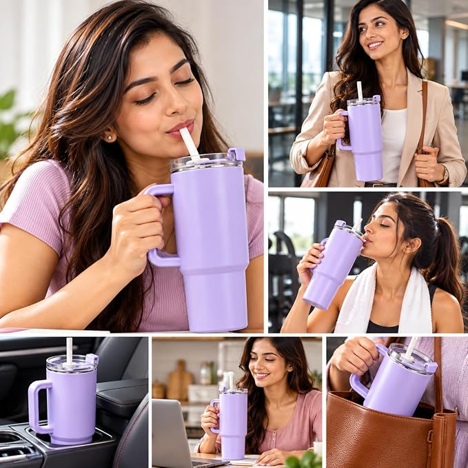 BPA Free Plastic Tumbler with Handle & Straw 650ML