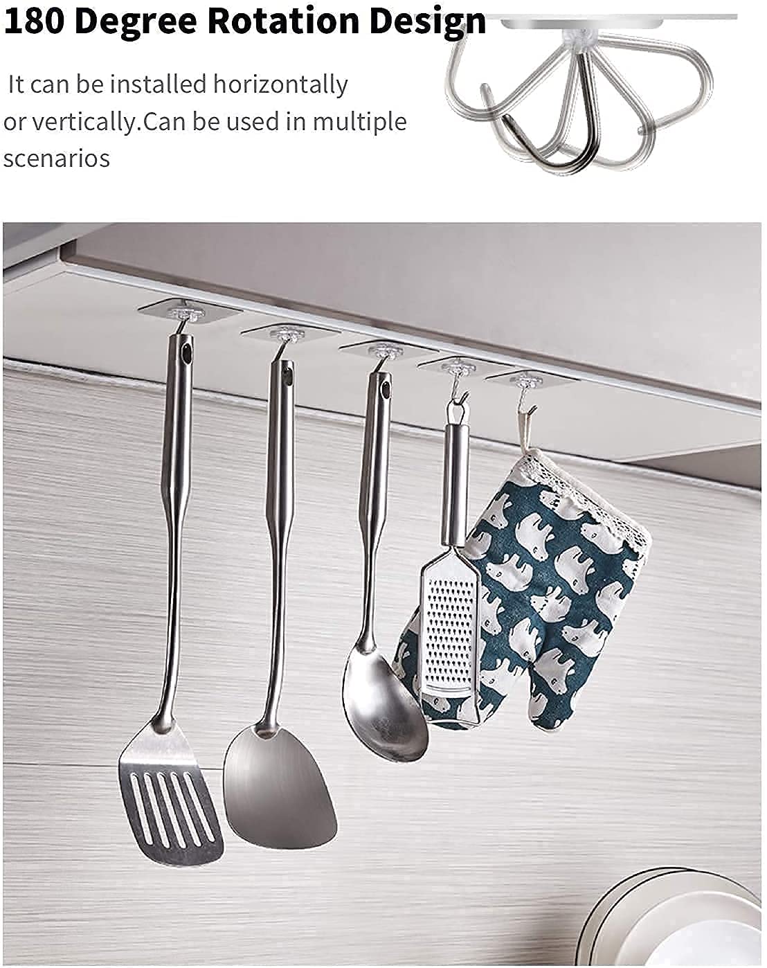 Sticker ABS Plastic + Steel Hook Hanger - Set of 5