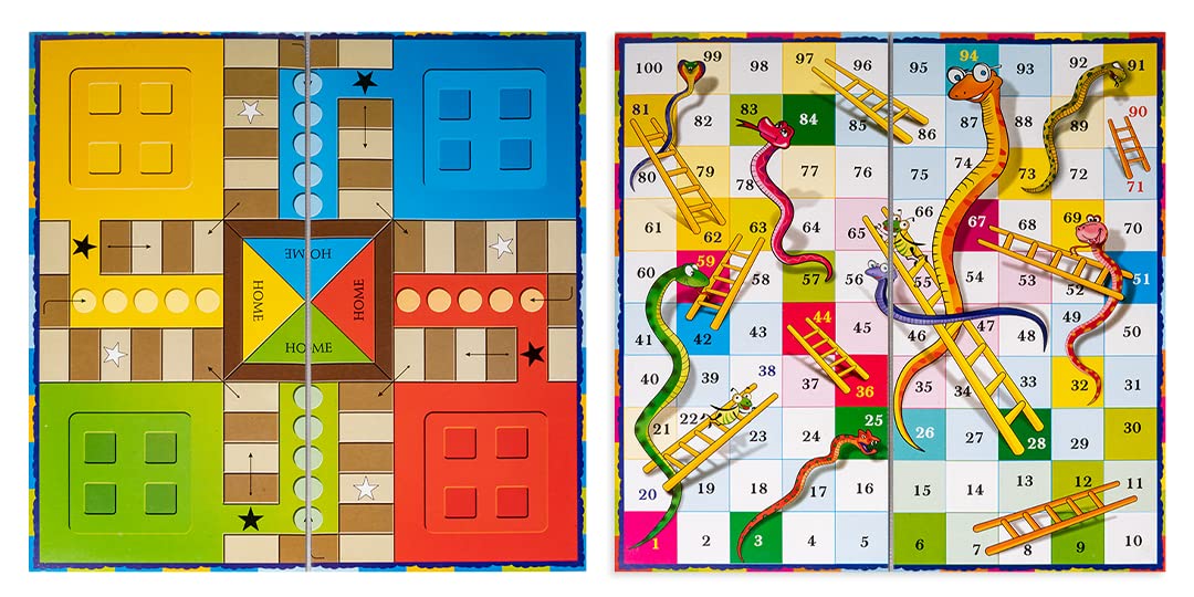 2 IN 1 Wooden Ludo Snakes & Ladders board