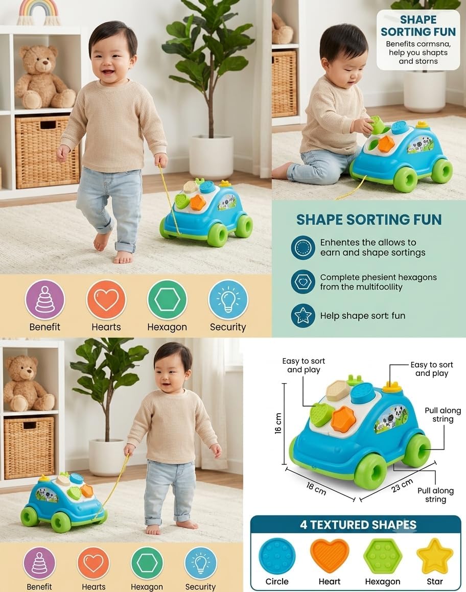 Baby Shape Sorter Pull Along Car