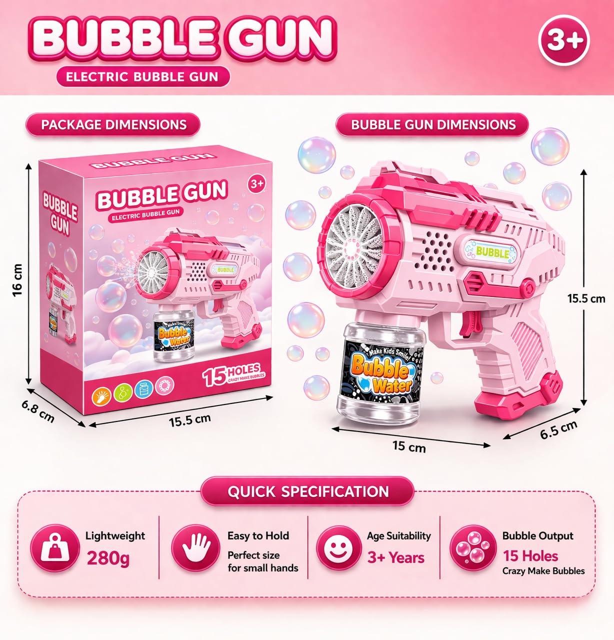 Electric Bubble Gun (15 holes)